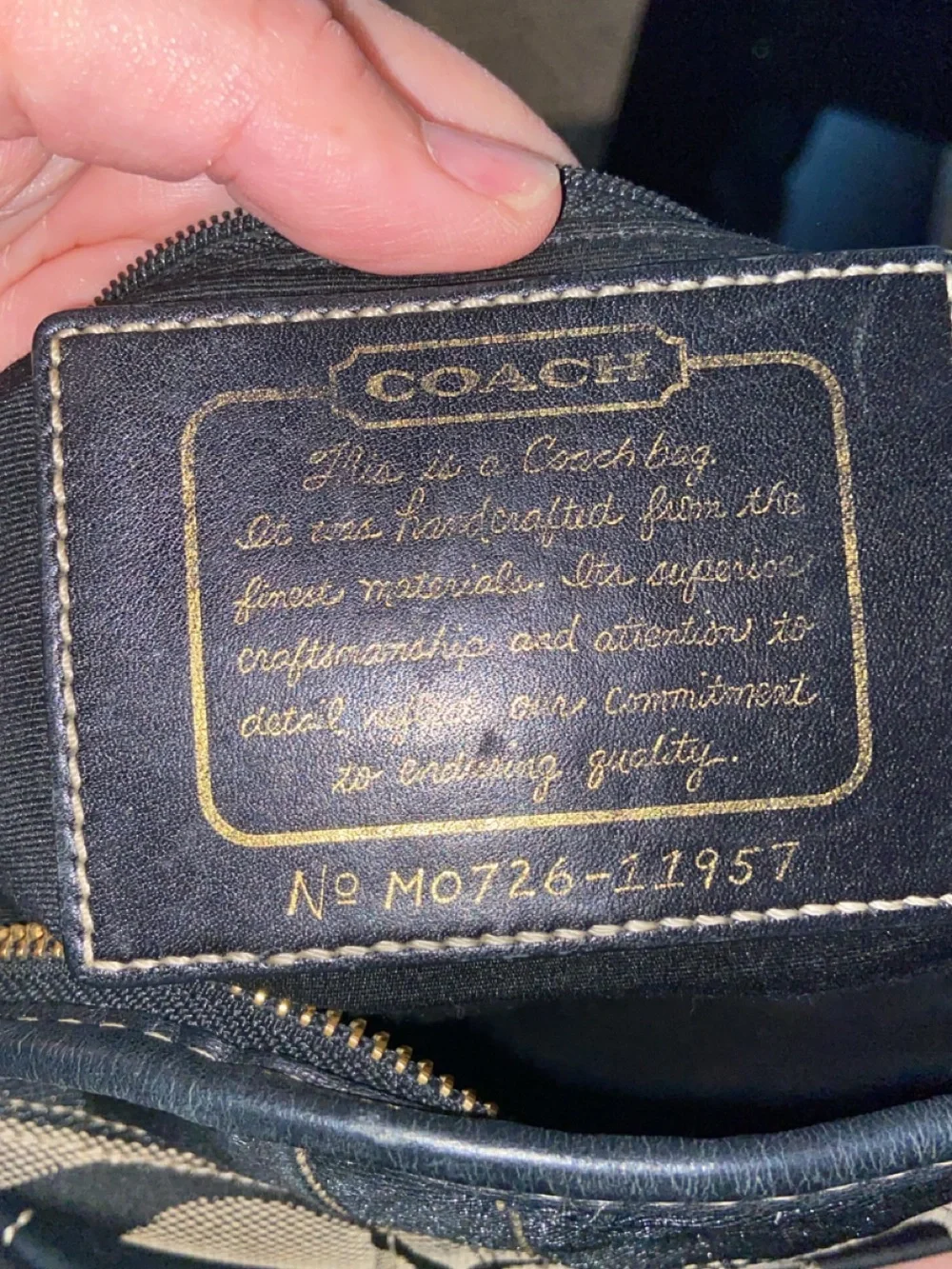 Coach Signature Canvas and Leather Shoulder Bag in Black/Tan